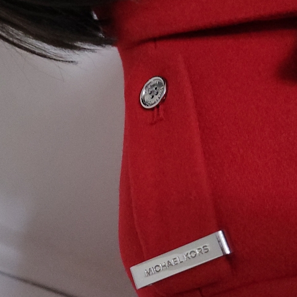 Michael Kors Red Double-breasted coat. Like new only worn once. Statement coat! - Picture 3 of 7